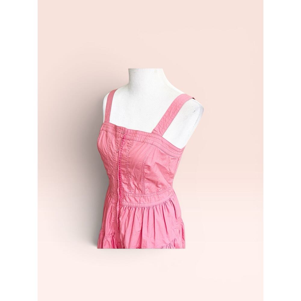 Banana Republic Cinched Waist Midi Tank Sundress Pink Size 6 Button Front Tiered - Picture 8 of 10